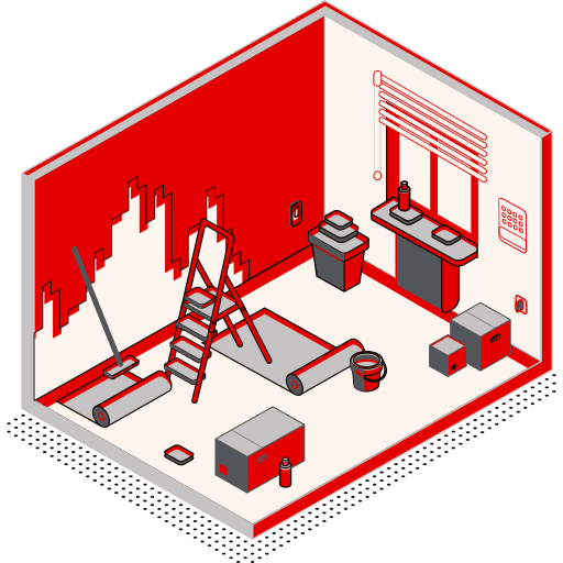 Spacious open-plan living area after renovation